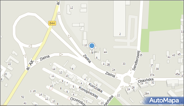 Chełm, Zielna, 8, mapa Chełma