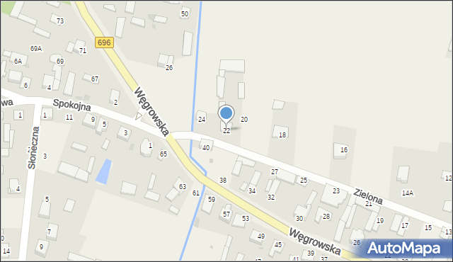 Chodów, Zielona, 22, mapa Chodów