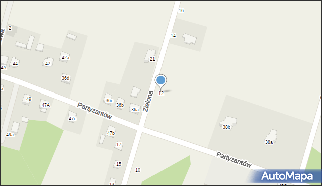 Choroń, Zielona, 12, mapa Choroń