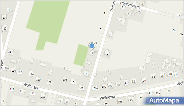 Choroń, Zielona, 3, mapa Choroń