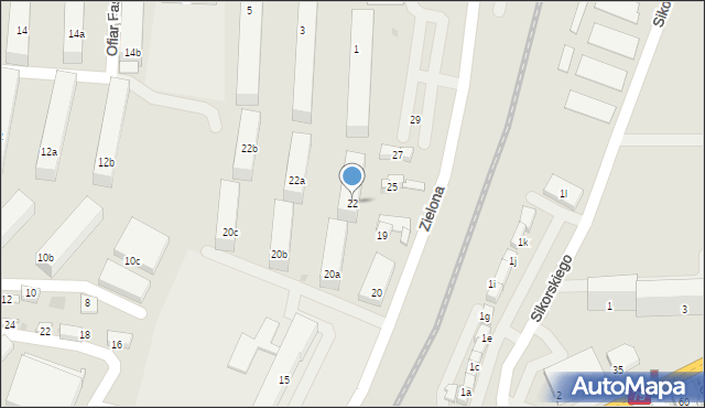 Chrzanów, Zielona, 22, mapa Chrzanów