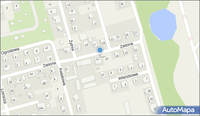 Cieplewo, Zielona, 14, mapa Cieplewo