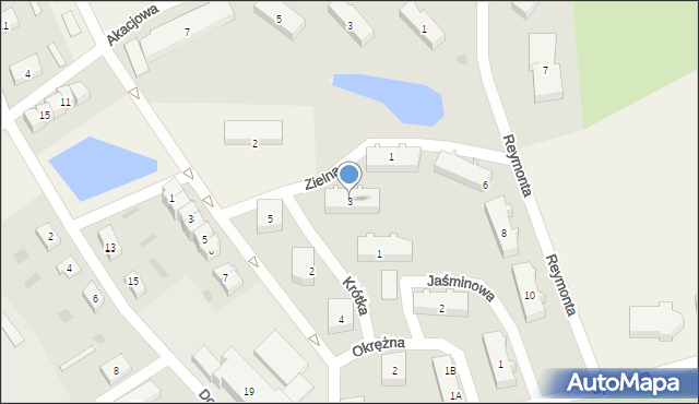 Czernin, Zielna, 3, mapa Czernin