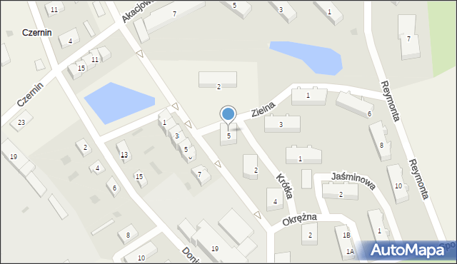 Czernin, Zielna, 5, mapa Czernin