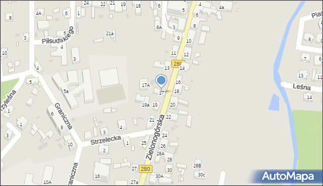 Czerwieńsk, Zielonogórska, 17, mapa Czerwieńsk