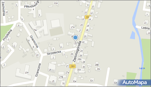 Czerwieńsk, Zielonogórska, 21, mapa Czerwieńsk