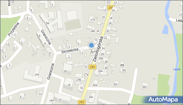 Czerwieńsk, Zielonogórska, 25, mapa Czerwieńsk