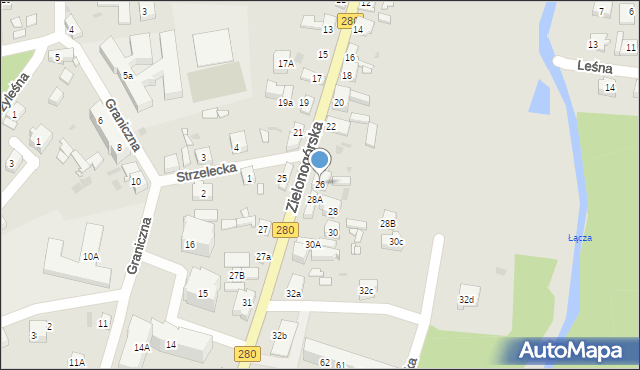 Czerwieńsk, Zielonogórska, 26, mapa Czerwieńsk