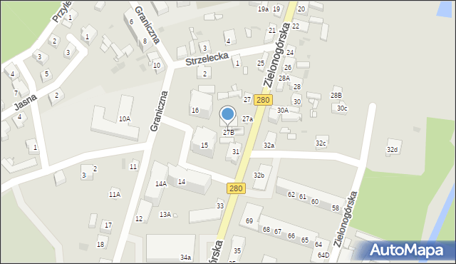 Czerwieńsk, Zielonogórska, 27B, mapa Czerwieńsk