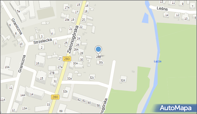 Czerwieńsk, Zielonogórska, 28B, mapa Czerwieńsk