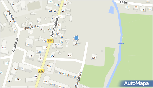 Czerwieńsk, Zielonogórska, 30c, mapa Czerwieńsk