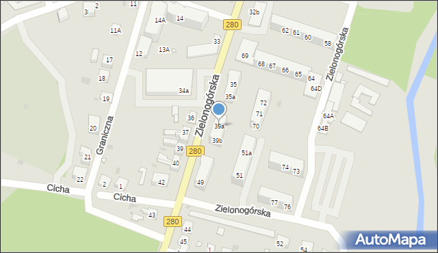 Czerwieńsk, Zielonogórska, 39a, mapa Czerwieńsk