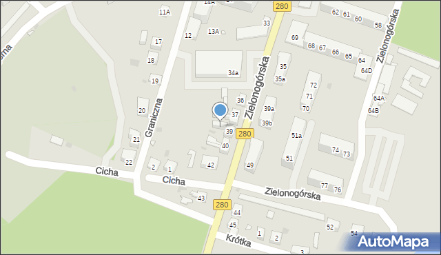 Czerwieńsk, Zielonogórska, 39c, mapa Czerwieńsk