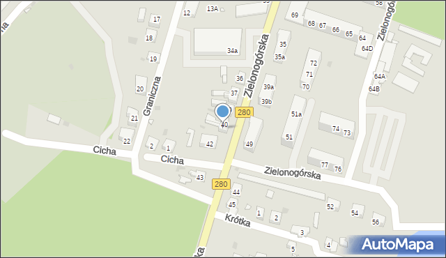 Czerwieńsk, Zielonogórska, 41, mapa Czerwieńsk