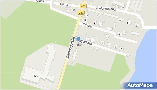 Czerwieńsk, Zielonogórska, 46A, mapa Czerwieńsk