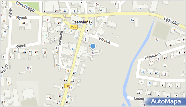Czerwieńsk, Zielonogórska, 4a, mapa Czerwieńsk