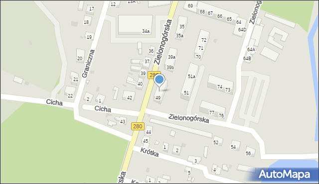 Czerwieńsk, Zielonogórska, 50, mapa Czerwieńsk