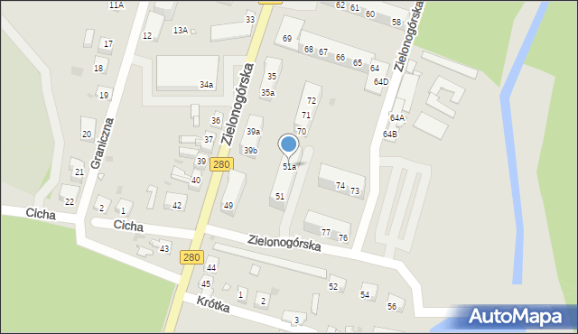 Czerwieńsk, Zielonogórska, 51a, mapa Czerwieńsk