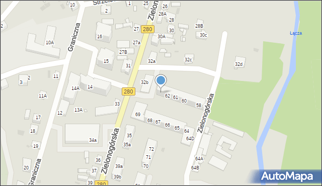 Czerwieńsk, Zielonogórska, 63, mapa Czerwieńsk