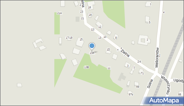 Częstochowa, Zielna, 13A, mapa Częstochowy
