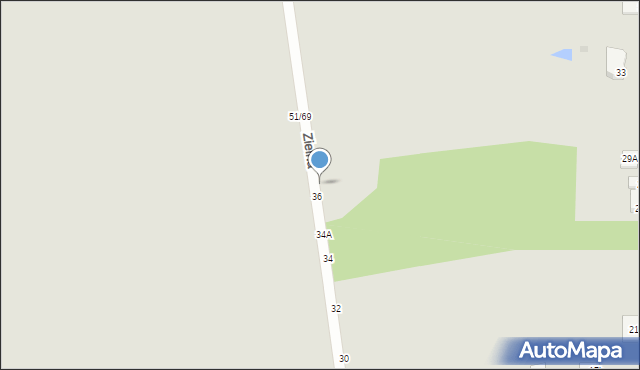 Częstochowa, Zielna, 36a, mapa Częstochowy