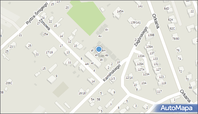 Częstochowa, Zimowa, 4j, mapa Częstochowy