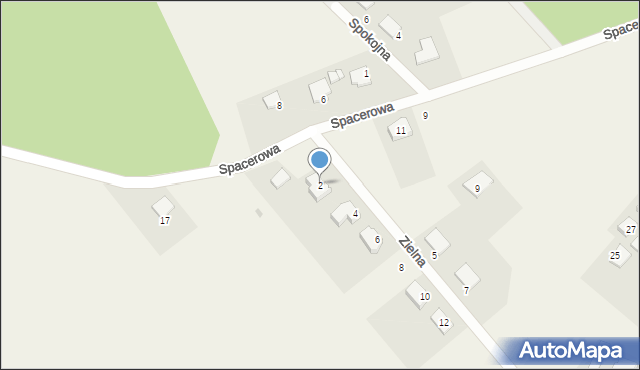 Dąbie, Zielna, 2, mapa Dąbie