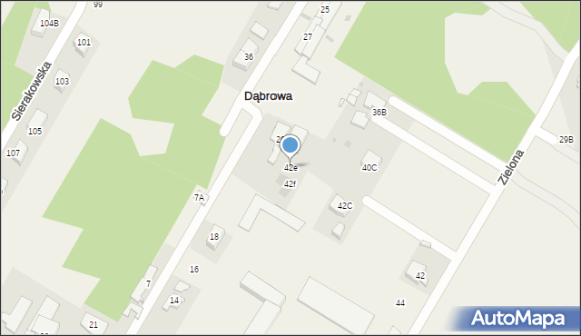 Dąbrowa, Zielona, 42e, mapa Dąbrowa