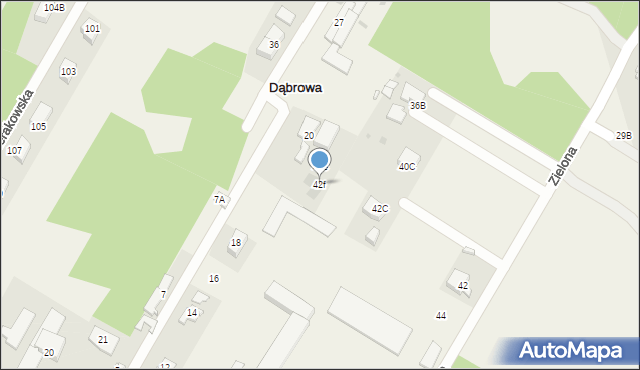 Dąbrowa, Zielona, 42f, mapa Dąbrowa