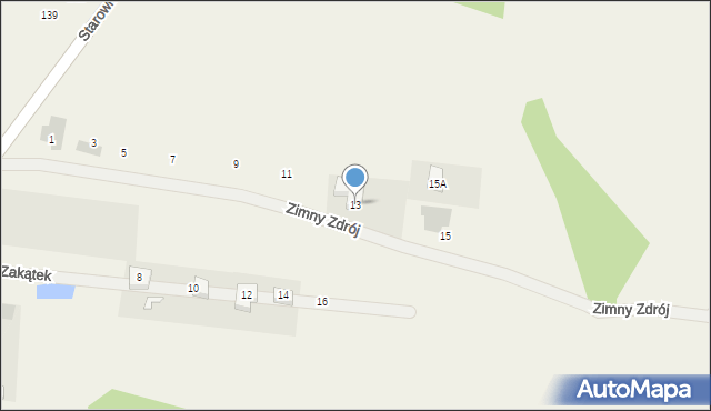 Dąbrówki, Zimny Zdrój, 13, mapa Dąbrówki