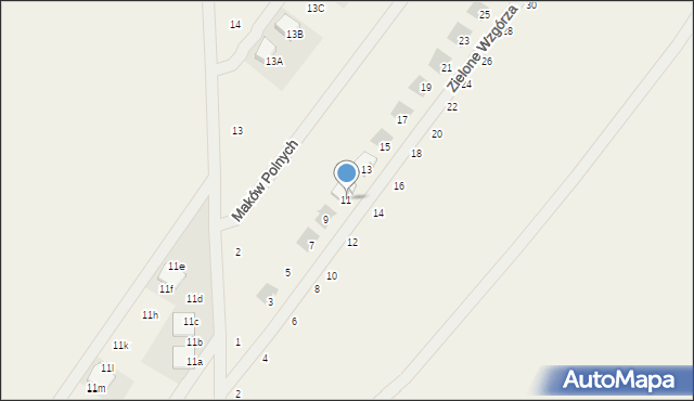 Daszewice, Zielone Wzgórza, 11, mapa Daszewice