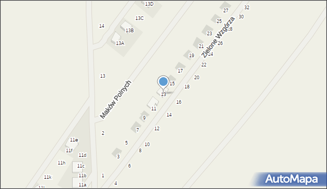 Daszewice, Zielone Wzgórza, 13, mapa Daszewice