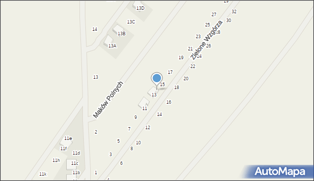 Daszewice, Zielone Wzgórza, 13a, mapa Daszewice