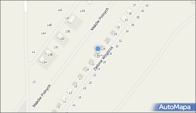 Daszewice, Zielone Wzgórza, 23, mapa Daszewice
