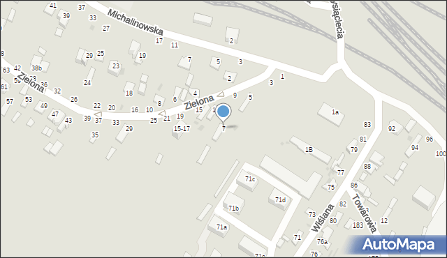 Dęblin, Zielona, 7, mapa Dęblin