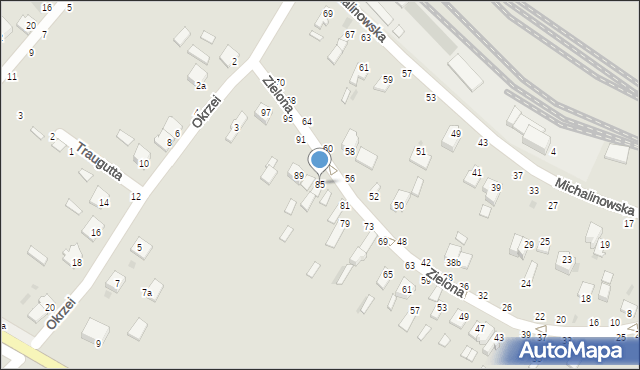 Dęblin, Zielona, 85, mapa Dęblin