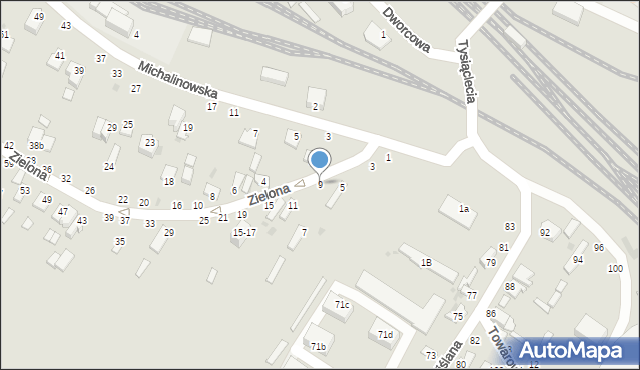 Dęblin, Zielona, 9, mapa Dęblin