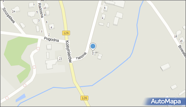 Dębno, Zielona, 2, mapa Dębno