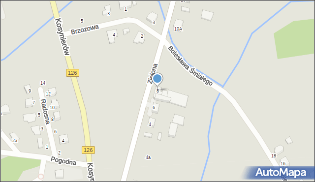 Dębno, Zielona, 8, mapa Dębno