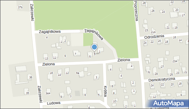 Dobroń, Zielona, 3, mapa Dobroń