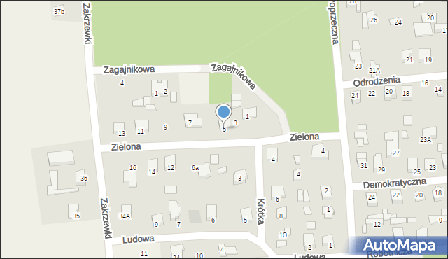 Dobroń, Zielona, 5, mapa Dobroń