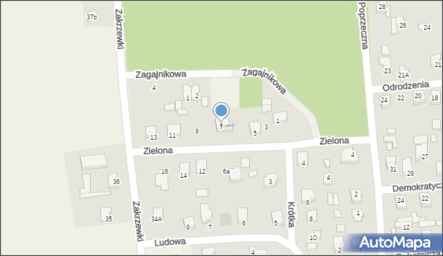 Dobroń, Zielona, 7, mapa Dobroń