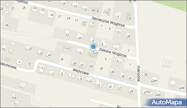 Dominów, Zielone Wzgórze, 7, mapa Dominów