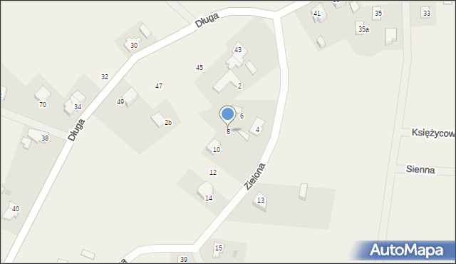 Drewnica, Zielona, 8, mapa Drewnica