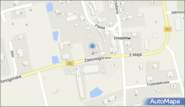 Droszków, Zielonogórska, 2B, mapa Droszków