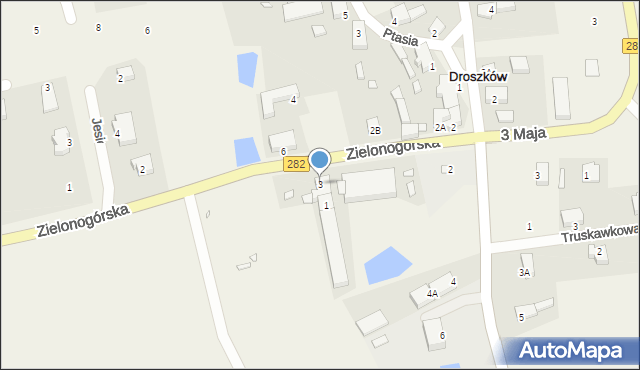 Droszków, Zielonogórska, 3, mapa Droszków