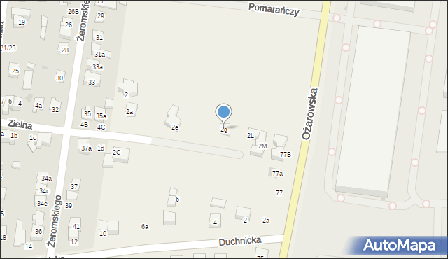 Duchnice, Zielna, 2g, mapa Duchnice