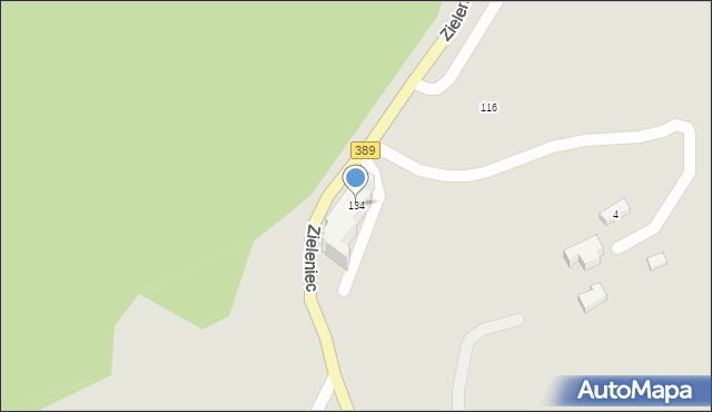 Duszniki-Zdrój, Zieleniec, 134, mapa Duszniki-Zdrój