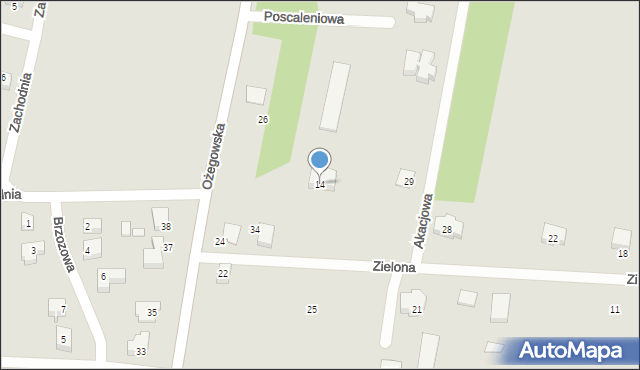 Działoszyn, Zielona, 14, mapa Działoszyn