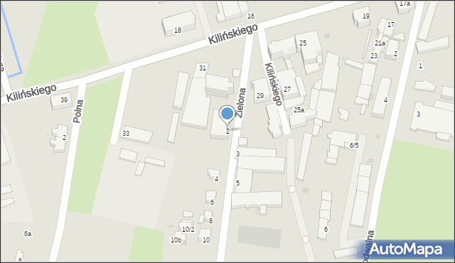 Dzierżoniów, Zielona, 2, mapa Dzierżoniów